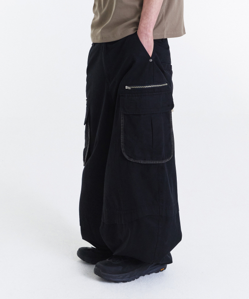 Vintage Zip Cargo Balloon Pants (Washed Black)（その他パンツ