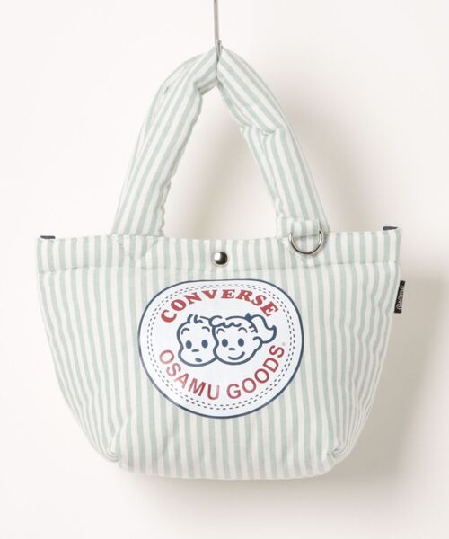CONVERSE(コンバース)の「【CONVERSE】OG STRIPE PUFFING LUNCH TOTE /オサムグッズコラボ ストライプ ランチトートバッグ(トートバッグ・メンズ・グリーン/ピンク/イエロー/サックスブルー・FREE)」の2枚目の写真
