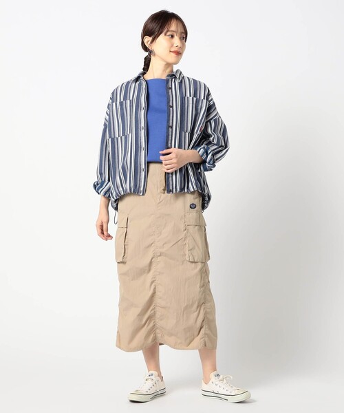 Grand PARK(グランドパーク)の「【BROOKLYN OVERALL】ナイロンギャザー カーゴスカート(スカート・レディース・カーキ/ネイビー/ベージュ・FREE)」の7枚目の写真