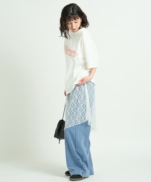 A.D.C.L.(エーディーシーエル)の「アップリケ刺繍ロゴ オーバーサイズ半袖Tシャツ(Tシャツ/カットソー・レディース・ピンク/サックスブルー・M/L)」の10枚目の写真