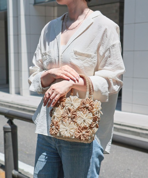 MIAN (ミアン)の「フラワーモチーフトートバッグ(かごバッグ・レディース・ベージュ/ブラック・FREE)」の20枚目の写真