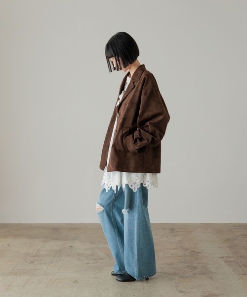 LOWRYS FARM(ローリーズファーム)の「スエードジャケット 637616(テーラードジャケット・レディース・ブラウン/ダークブラウン/ベージュ・FREE)」の16枚目の写真