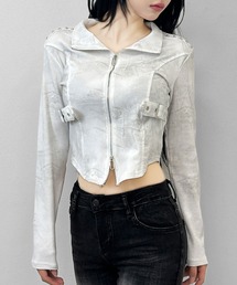 FOLLOWIN（フォロウィン）の「スタッズベルト ジップショートジャケット（ブルゾン）」