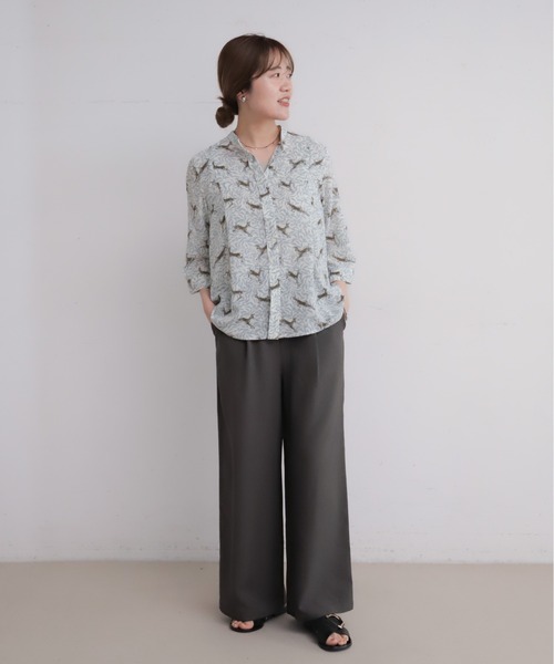 NOMBRE IMPAIR(ノンブルアンペール)の「ポリエステルトロ ワイドパンツ(その他パンツ・レディース・グレー/カーキ/ブラック/キナリ/ベージュ・FREE)」の21枚目の写真