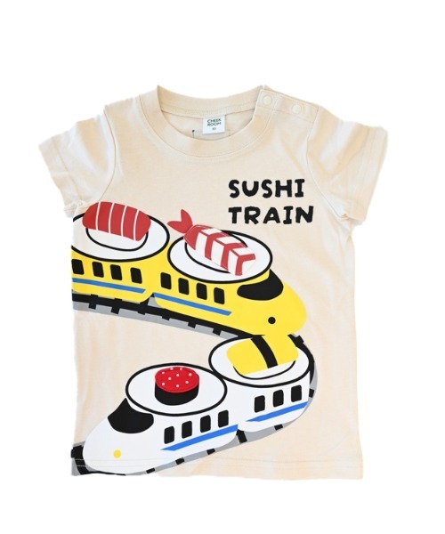 CHEEK ROOM(チークルーム)の「チークルーム 新幹線お寿司 Tシャツ(Tシャツ/カットソー・キッズ・ライトグリーン/アイボリー/ブルー・130cm/120cm/110cm/100cm/90cm/80cm)」の7枚目の写真