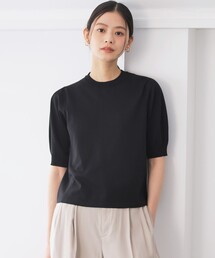 シアー ニット5分袖 プルオーバー