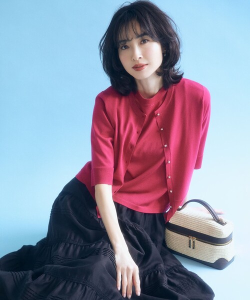 組曲(クミキョク)の「シアー ニット5分袖 プルオーバー(ニット/セーター・レディース・レッド系/ホワイト系/ベージュ系/ブラック系・3/2)」の20枚目の写真