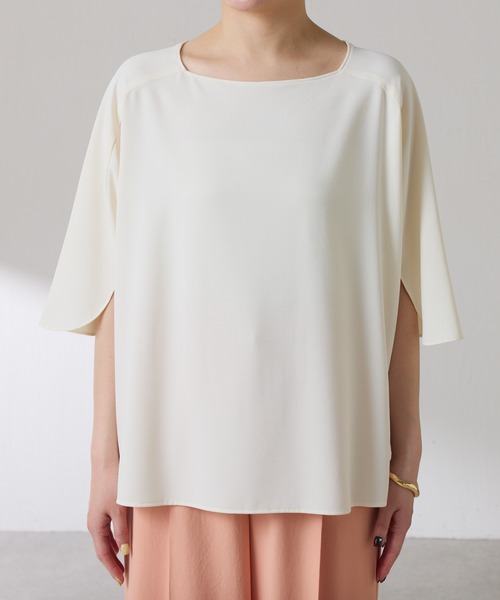 COLLAGE GALLARDAGALANTE（コラージュガリャルダガランテ）の「ジャージスクエアブラウス/セットアップ可/WEB限定カラー展開（シャツ/ブラウス・レディース・ブラック/オフホワイト/オレンジ/ネイビー・FREE）」の17枚目の写真