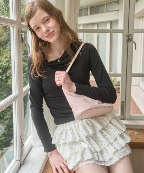 Birthday room(バースデイルーム)の「ドットフリルティアードミニスカート/Polka dot frill tiered mini skirt(スカート・レディース・ブラック/ホワイト・FREE)」の6枚目の写真
