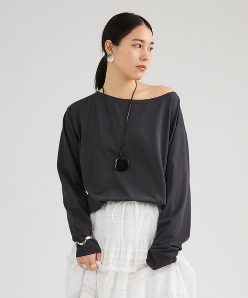 Chaos（カオス）の「Chaos(カオス)/ クロスコットンカットソー（Tシャツ/カットソー・レディース・カーキ/ホワイト/チャコールグレー・FREE）」の2枚目の写真