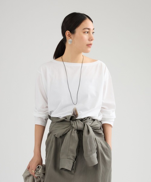 Chaos（カオス）の「Chaos(カオス)/ クロスコットンカットソー（Tシャツ/カットソー・レディース・カーキ/ホワイト/チャコールグレー・FREE）」の4枚目の写真