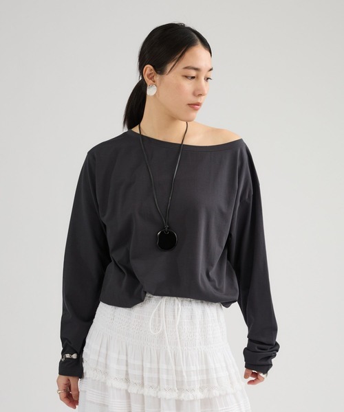 Chaos（カオス）の「Chaos(カオス)/ クロスコットンカットソー（Tシャツ/カットソー・レディース・カーキ/ホワイト/チャコールグレー・FREE）」の10枚目の写真