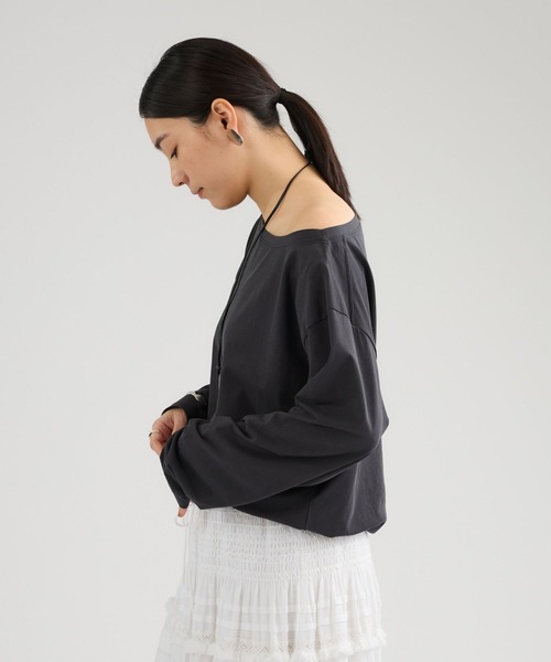 Chaos（カオス）の「Chaos(カオス)/ クロスコットンカットソー（Tシャツ/カットソー・レディース・カーキ/ホワイト/チャコールグレー・FREE）」の11枚目の写真