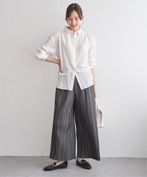 ikka（イッカ）の「【雑誌InRed4月号掲載】カットプリーツワイドパンツ【親子コーデ】（その他パンツ・レディース・チャコール/ネイビー/カーキ/グレイッシュベージュ・S/M/L）」の12枚目の写真