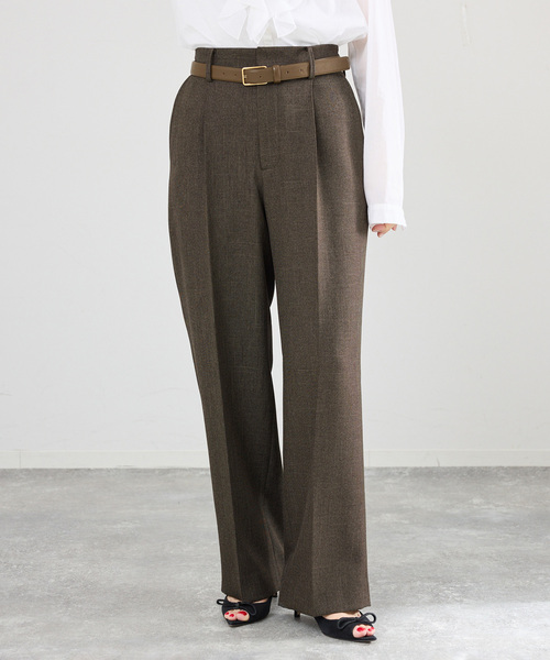 IENA(イエナ)の「《セットアップ対応/》ウォッシャブル シャークツイードセミワイドパンツ(スラックス・レディース・ブラウン/ベージュ・36/34/40/38)」の6枚目の写真