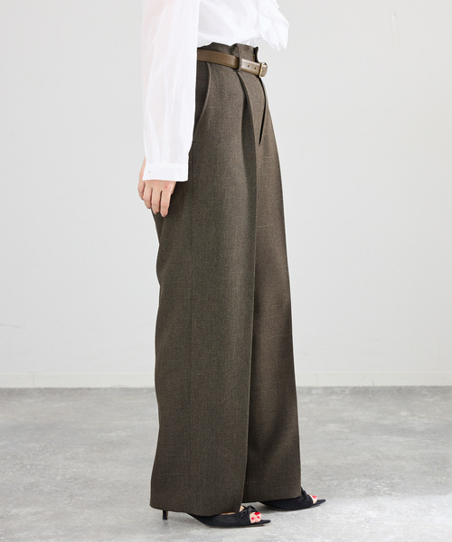 IENA(イエナ)の「《セットアップ対応/》ウォッシャブル シャークツイードセミワイドパンツ(スラックス・レディース・ブラウン/ベージュ・36/34/40/38)」の7枚目の写真