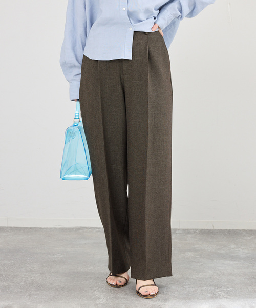 IENA(イエナ)の「《セットアップ対応/》ウォッシャブル シャークツイードセミワイドパンツ(スラックス・レディース・ブラウン/ベージュ・36/34/40/38)」の12枚目の写真