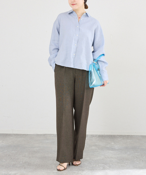 IENA(イエナ)の「《セットアップ対応/》ウォッシャブル シャークツイードセミワイドパンツ(スラックス・レディース・ブラウン/ベージュ・36/34/40/38)」の13枚目の写真