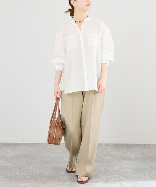 IENA(イエナ)の「《セットアップ対応/》ウォッシャブル シャークツイードセミワイドパンツ(スラックス・レディース・ブラウン/ベージュ・36/34/40/38)」の17枚目の写真