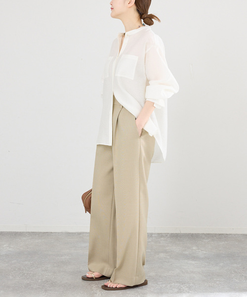 IENA(イエナ)の「《セットアップ対応/》ウォッシャブル シャークツイードセミワイドパンツ(スラックス・レディース・ブラウン/ベージュ・36/34/40/38)」の18枚目の写真