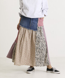 Freada（フリーダ）の「Freada/フリーダ フラワー＆チェックドッキングスカート（スカート）」