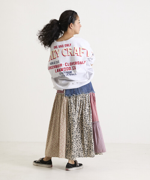 Freada(フリーダ)の「Freada/フリーダ フラワー&チェックドッキングスカート(スカート・レディース・オリーブ/ブルー・SMALL/MEDIUM)」の6枚目の写真