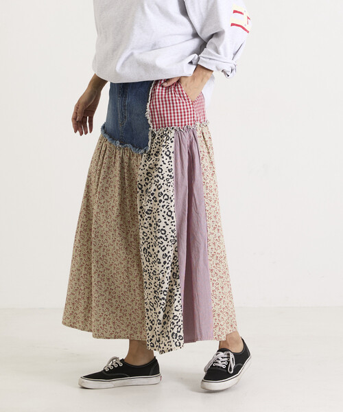 Freada(フリーダ)の「Freada/フリーダ フラワー&チェックドッキングスカート(スカート・レディース・オリーブ/ブルー・SMALL/MEDIUM)」の8枚目の写真