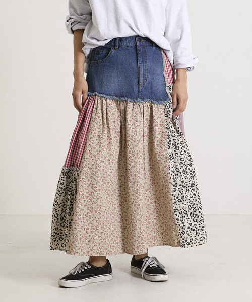 Freada(フリーダ)の「Freada/フリーダ フラワー&チェックドッキングスカート(スカート・レディース・オリーブ/ブルー・SMALL/MEDIUM)」の10枚目の写真