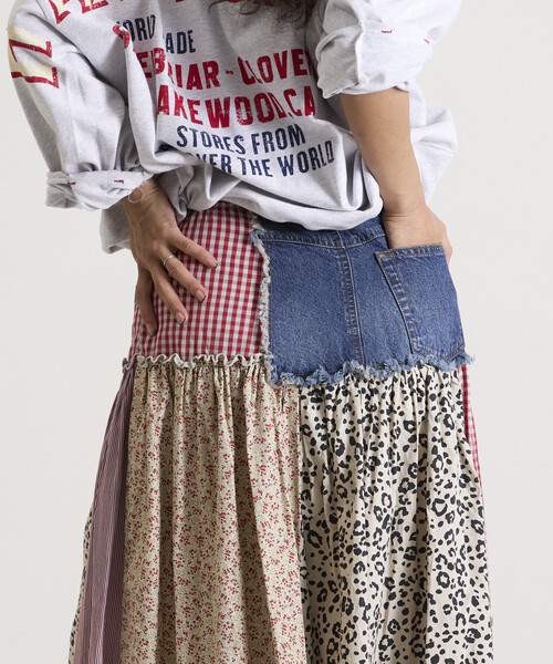 Freada(フリーダ)の「Freada/フリーダ フラワー&チェックドッキングスカート(スカート・レディース・オリーブ/ブルー・SMALL/MEDIUM)」の12枚目の写真