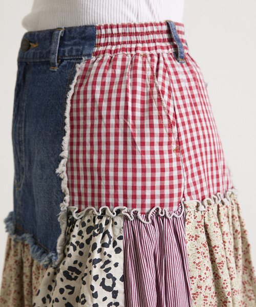 Freada(フリーダ)の「Freada/フリーダ フラワー&チェックドッキングスカート(スカート・レディース・オリーブ/ブルー・SMALL/MEDIUM)」の18枚目の写真