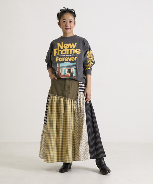 Freada(フリーダ)の「Freada/フリーダ フラワー&チェックドッキングスカート(スカート・レディース・オリーブ/ブルー・SMALL/MEDIUM)」の22枚目の写真