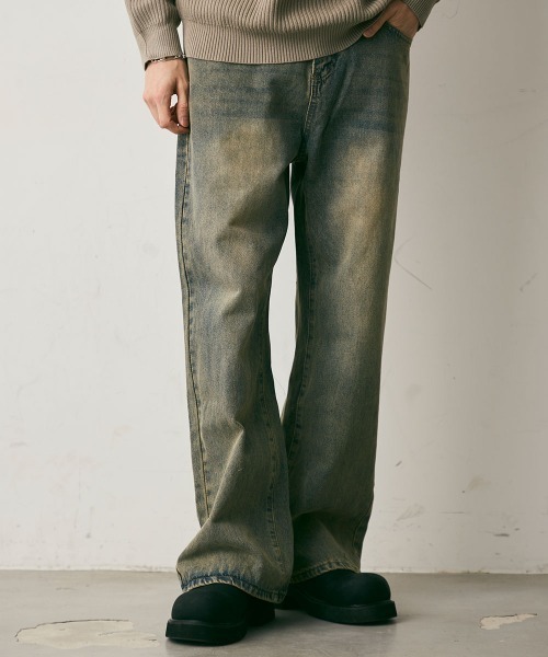 Shoowtime（ショウタイム）の「Vintage Wash Straight Leg Denim Pants / ビンテージウォッシュストレートレッグデニムパンツ（デニムパンツ・メンズ・ブルー/ブラック系・X-LARGE/LARGE/MEDIUM）」の3枚目の写真