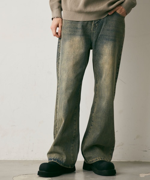 Shoowtime（ショウタイム）の「Vintage Wash Straight Leg Denim Pants / ビンテージウォッシュストレートレッグデニムパンツ（デニムパンツ・メンズ・ブルー/ブラック系・X-LARGE/LARGE/MEDIUM）」の5枚目の写真