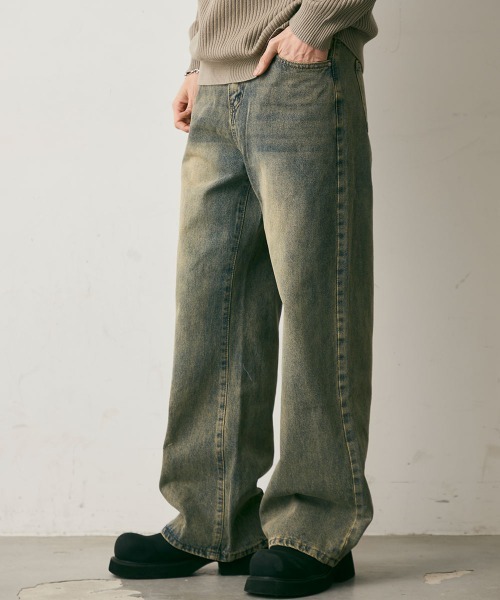 Shoowtime（ショウタイム）の「Vintage Wash Straight Leg Denim Pants / ビンテージウォッシュストレートレッグデニムパンツ（デニムパンツ・メンズ・ブルー/ブラック系・X-LARGE/LARGE/MEDIUM）」の6枚目の写真