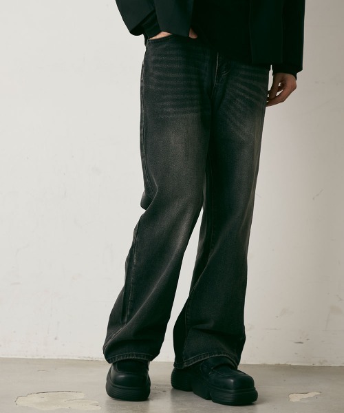 Shoowtime（ショウタイム）の「Vintage Wash Straight Leg Denim Pants / ビンテージウォッシュストレートレッグデニムパンツ（デニムパンツ・メンズ・ブルー/ブラック系・X-LARGE/LARGE/MEDIUM）」の18枚目の写真