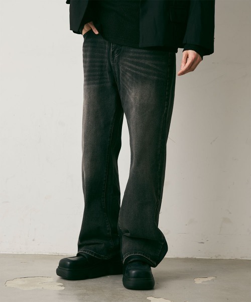Shoowtime（ショウタイム）の「Vintage Wash Straight Leg Denim Pants / ビンテージウォッシュストレートレッグデニムパンツ（デニムパンツ・メンズ・ブルー/ブラック系・X-LARGE/LARGE/MEDIUM）」の19枚目の写真