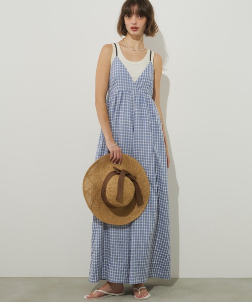 Unitage（ユニテージ）の「配色ワイドロンパース（サロペット/オーバーオール・レディース・ブラック/オレンジ/ピンク/ブルー/ライトブルー・FREE）」の4枚目の写真