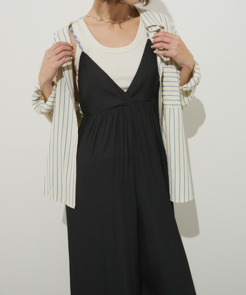 Unitage（ユニテージ）の「配色ワイドロンパース（サロペット/オーバーオール・レディース・ブラック/オレンジ/ピンク/ブルー/ライトブルー・FREE）」の8枚目の写真