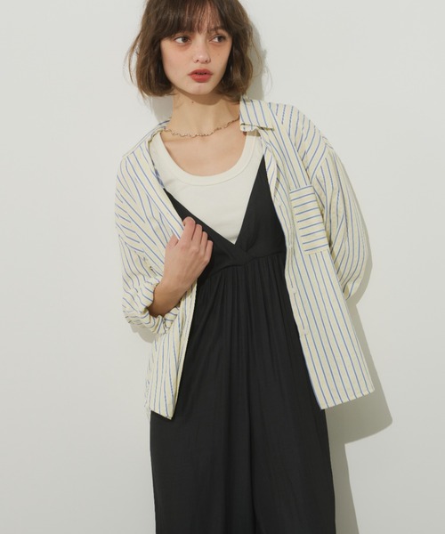 Unitage（ユニテージ）の「配色ワイドロンパース（サロペット/オーバーオール・レディース・ブラック/オレンジ/ピンク/ブルー/ライトブルー・FREE）」の6枚目の写真