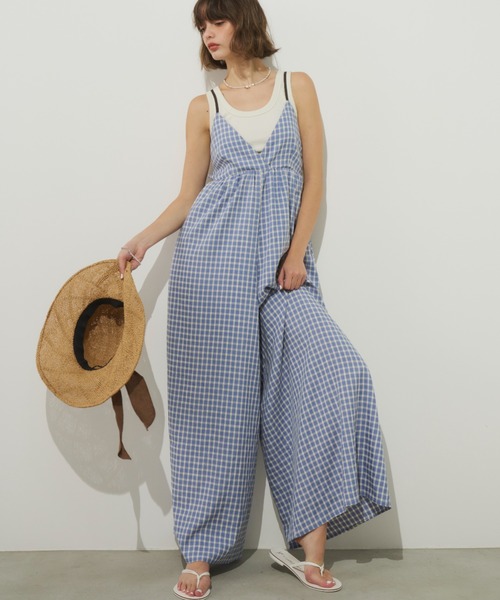 Unitage（ユニテージ）の「配色ワイドロンパース（サロペット/オーバーオール・レディース・ブラック/オレンジ/ピンク/ブルー/ライトブルー・FREE）」の22枚目の写真