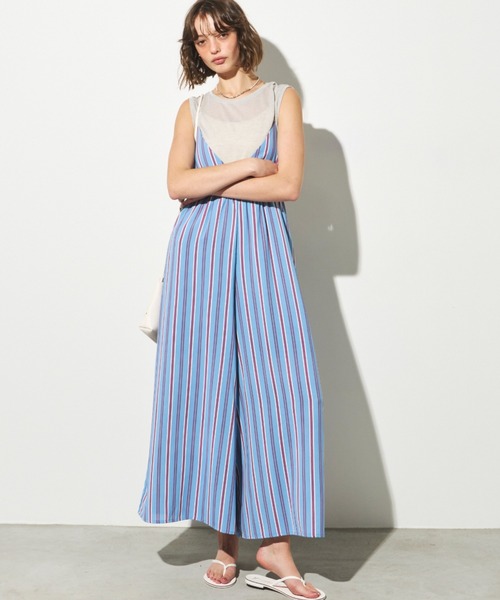 Unitage（ユニテージ）の「配色ワイドロンパース（サロペット/オーバーオール・レディース・ブラック/オレンジ/ピンク/ブルー/ライトブルー・FREE）」の16枚目の写真