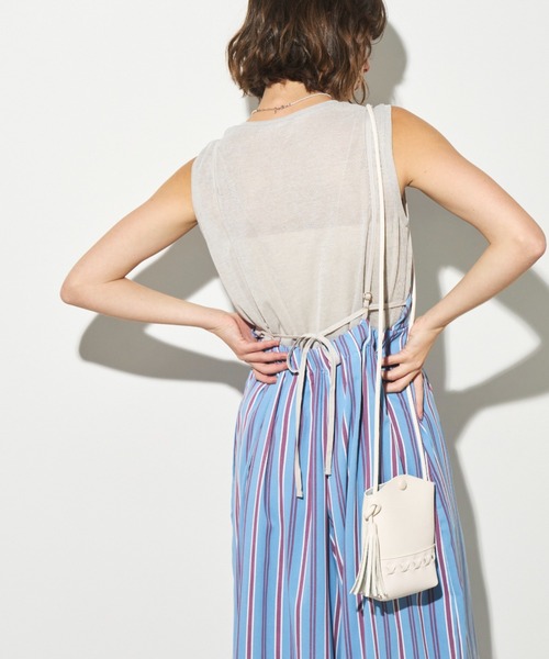 Unitage（ユニテージ）の「配色ワイドロンパース（サロペット/オーバーオール・レディース・ブラック/オレンジ/ピンク/ブルー/ライトブルー・FREE）」の14枚目の写真