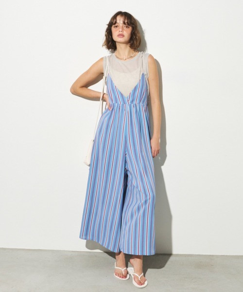 Unitage（ユニテージ）の「配色ワイドロンパース（サロペット/オーバーオール・レディース・ブラック/オレンジ/ピンク/ブルー/ライトブルー・FREE）」の17枚目の写真