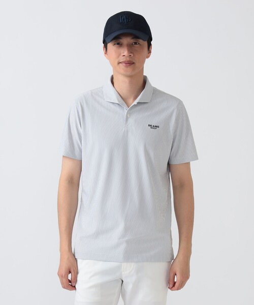 BEAMS GOLF(ビームスゴルフ)の「PURPLE LABEL / ストライプ柄 イタリアンカラー ポロシャツ(ポロシャツ・メンズ・グレー/サックスブルー・SMALL/LARGE/X-LARGE/MEDIUM)」の17枚目の写真