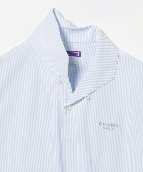 BEAMS GOLF(ビームスゴルフ)の「PURPLE LABEL / ストライプ柄 イタリアンカラー ポロシャツ(ポロシャツ・メンズ・グレー/サックスブルー・SMALL/LARGE/X-LARGE/MEDIUM)」の10枚目の写真