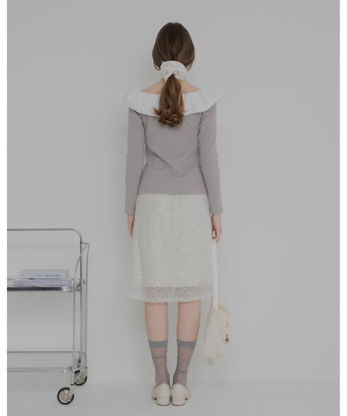 JUMELLE（ジュメロ）の「フリルオフショルトップ（Tシャツ/カットソー・レディース・グレー/ブラック・FREE）」の16枚目の写真