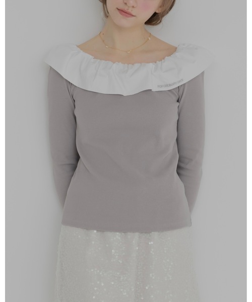 JUMELLE（ジュメロ）の「フリルオフショルトップ（Tシャツ/カットソー・レディース・グレー/ブラック・FREE）」の17枚目の写真