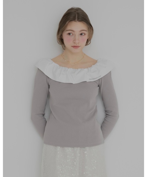 JUMELLE（ジュメロ）の「フリルオフショルトップ（Tシャツ/カットソー・レディース・グレー/ブラック・FREE）」の18枚目の写真