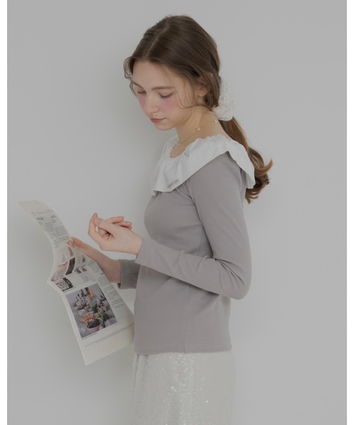 JUMELLE（ジュメロ）の「フリルオフショルトップ（Tシャツ/カットソー・レディース・グレー/ブラック・FREE）」の19枚目の写真