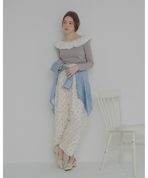 JUMELLE（ジュメロ）の「フリルオフショルトップ（Tシャツ/カットソー・レディース・グレー/ブラック・FREE）」の12枚目の写真